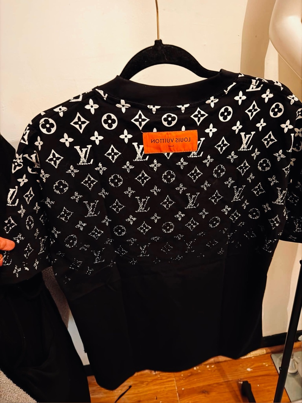 Louis Vuitton Black Tee with White Monogram Panel - Picture 2 of 2
